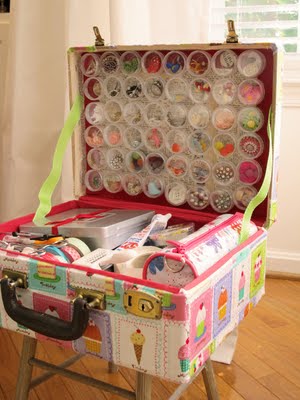 Craft Ideas Vintage Luggage on Vintage Suitcase Restyled Into A Craft Supply Travel Case     Inspire