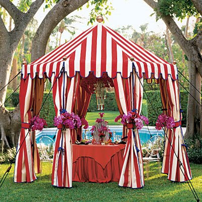Red and white stripe carnival tent