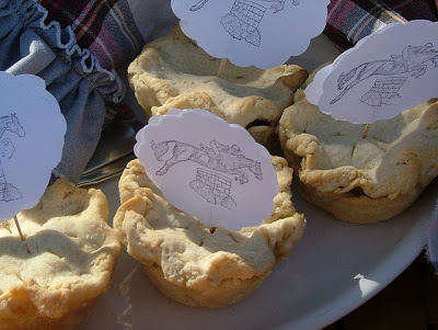 Mini homemade apple pies with horse stamp.
