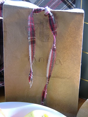 horse party and gift bags tied with  flannel