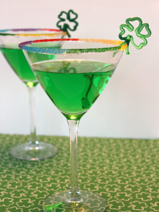 St. Patrick’s Day Martini with Sugar Rim