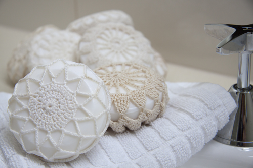 doily covered soap a great gift