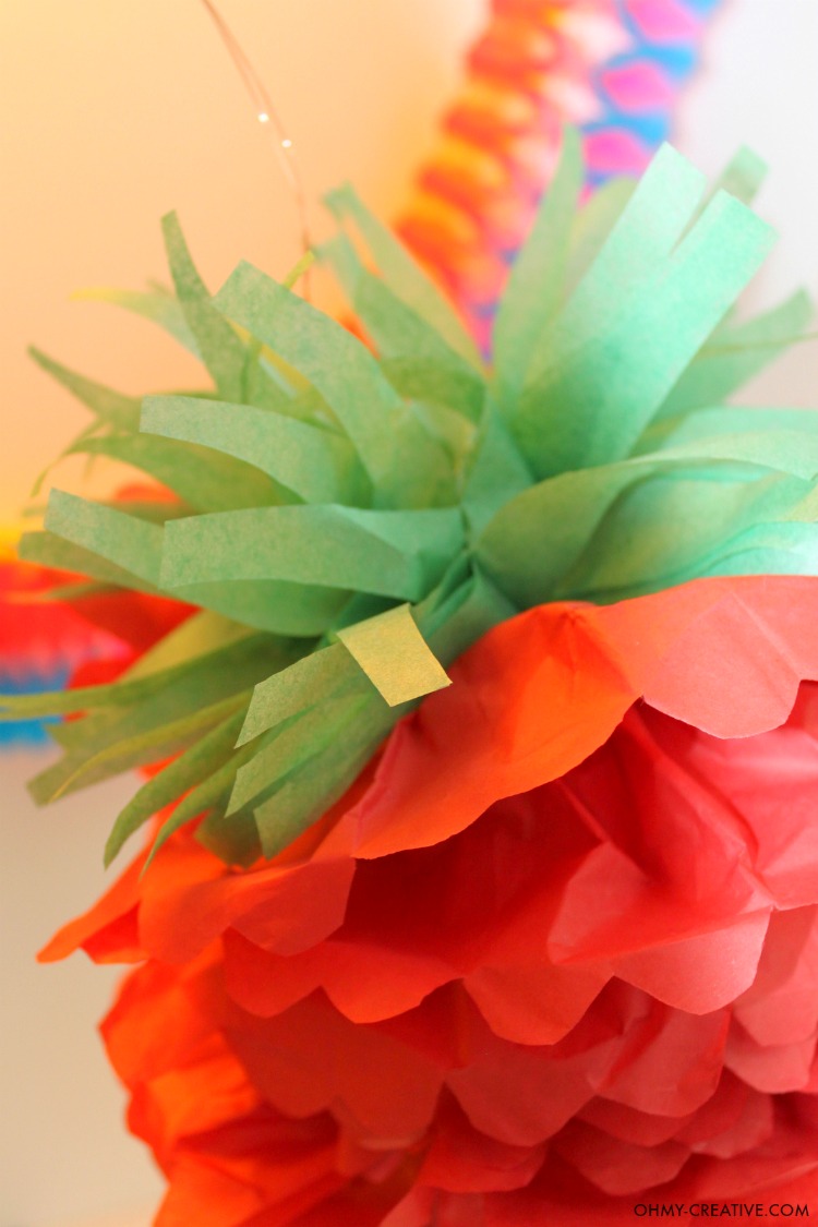 Chili Pepper Party Pom for Cinco de Mayo or a Mexican Fiesta! So cute and cheap to make using tissue paper! | OHMY-CREATIVE.COM
