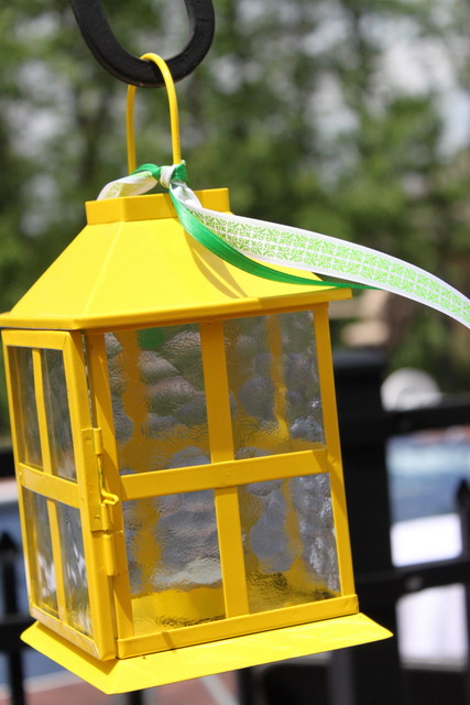 Yellow outdoor candle lanterns