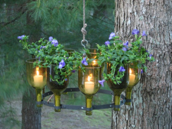 wine bottle outdoor chandelier