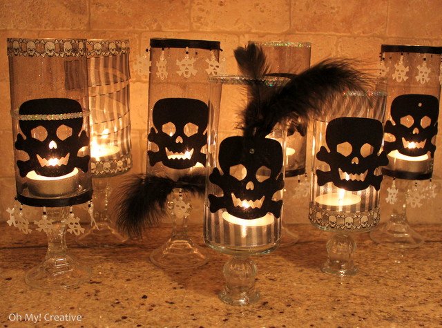 Halloween Skull Candle Holders