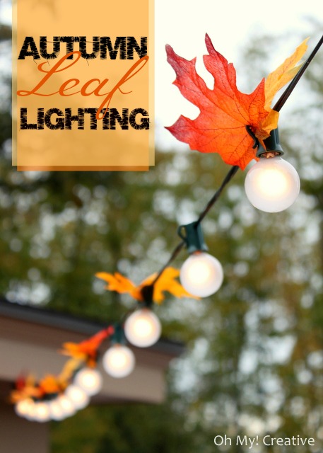 Transform your patiio for Fall with this Autumn leaf lighting | OHMY-CREATIVE.COM
