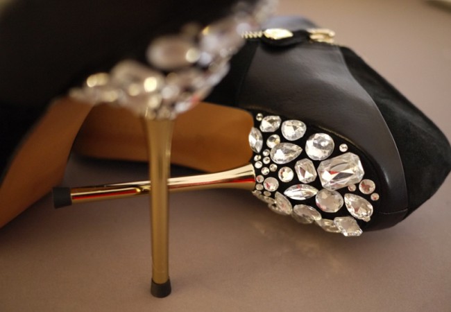Diy jewel heeled shoes