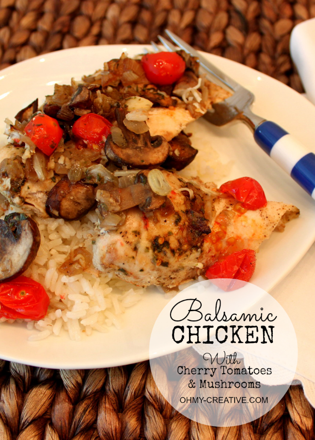 Healthy Balsamic Chicken With Tomatoes & Mushrooms
