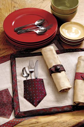 Necktie Place Mats and Napkin Rings