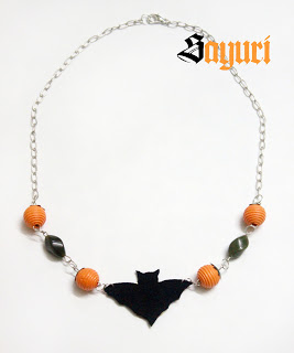 pumpkin and bat necklace