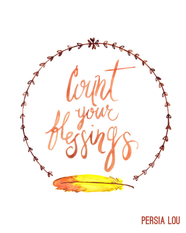 Free Count Your Blessings Watercolor Printable! Print out on the computer and add to a picture frame. Great Thanksgiving decor!