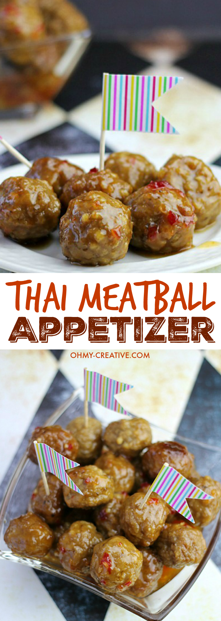 This Thai Meatballs Recipe is delicious Crock Pot dish perfect for any occasion! Great when hosting parties or to take on the go, this dish will deliver! | OHMY-CREATIVE.COM #meatballappetizer #thaimeatballs