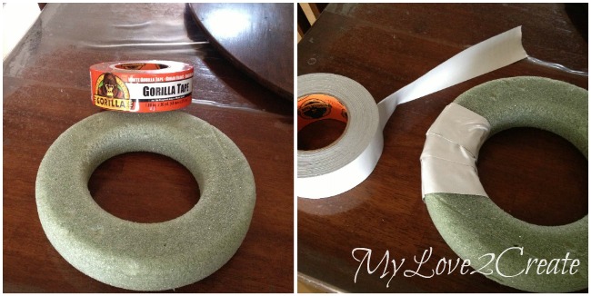 Wreath form and gorilla tape