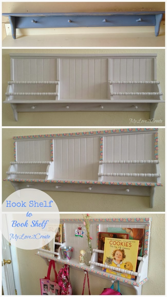 Hook shelf into book shelf