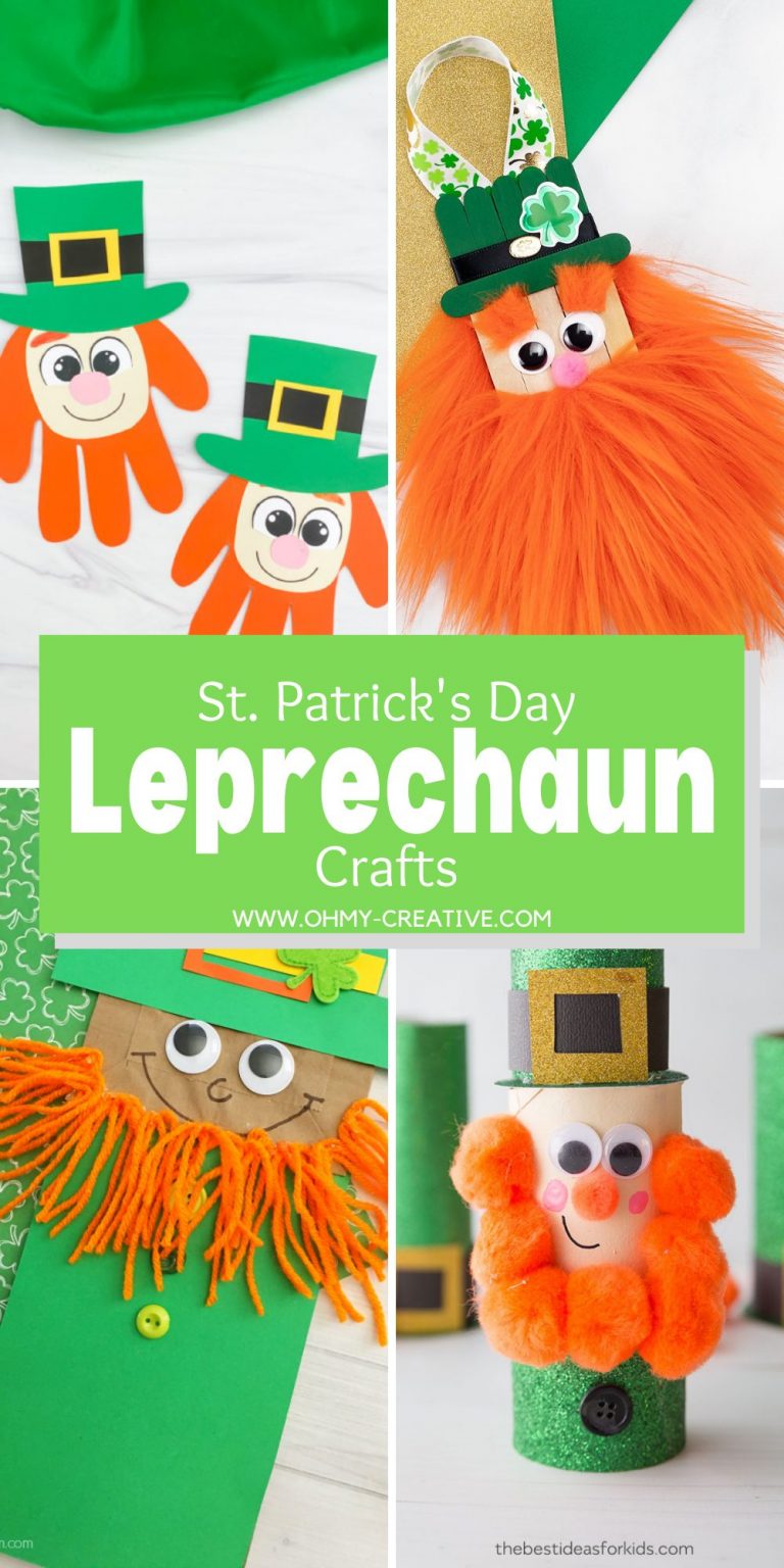 Leprechaun Craft ideas for the whole family to make featuring crafts made with handprints, toilet paper rolls, and more