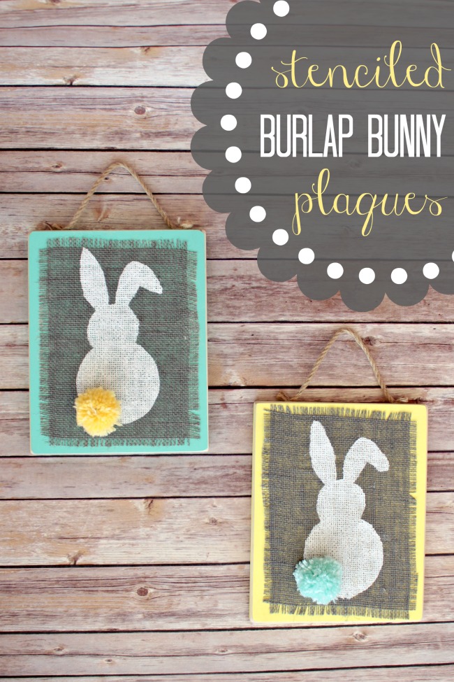 Stenciled Burlap Bunny Plaques | Oh My! Creative
