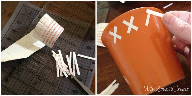 cut strips of contact paper to put on pots