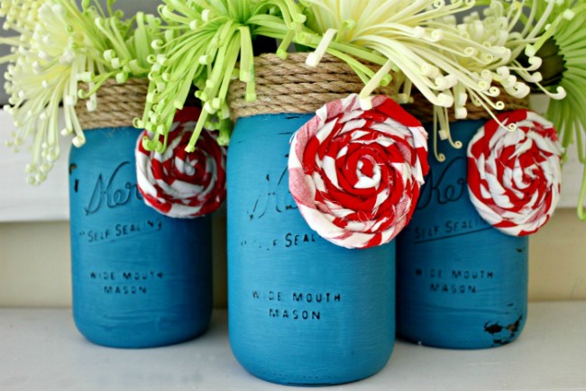 Festive Summer Mason Jar Vases - Oh My! Creative