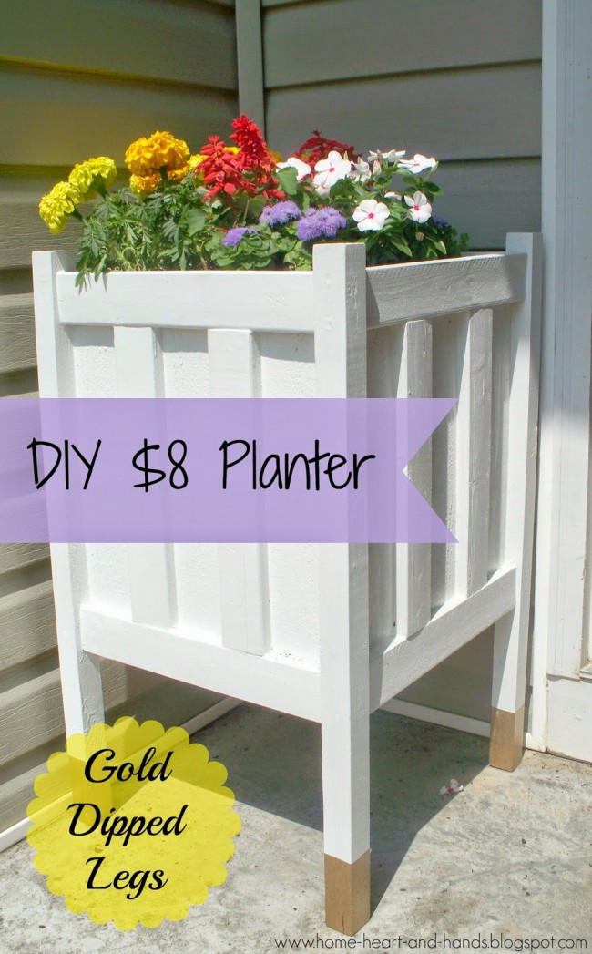 DIY Front Porch Planter With Gold Dipped Legs