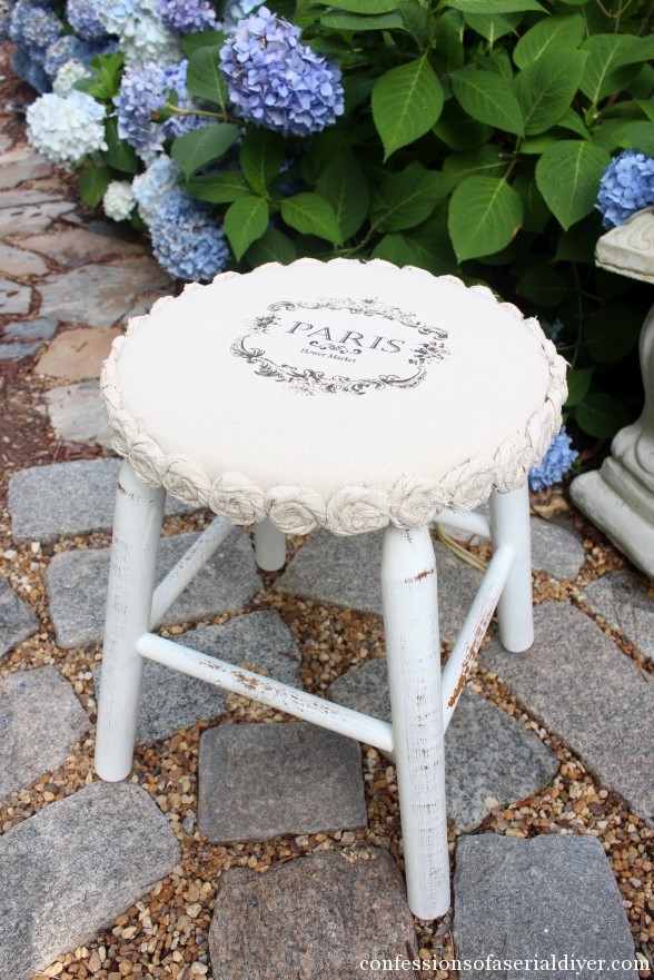 Dropcloth-Rosette-Trimmed-Stool