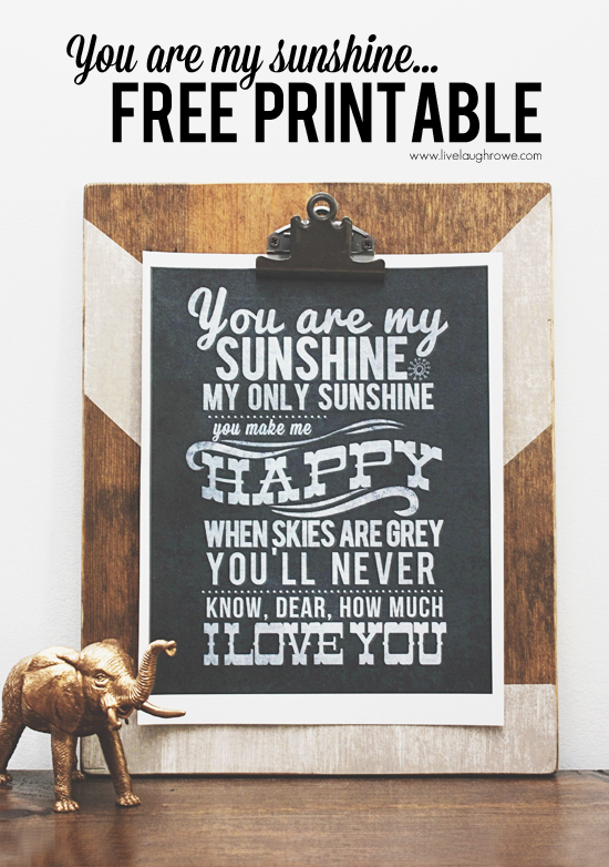 You Are My Sunshine Printable