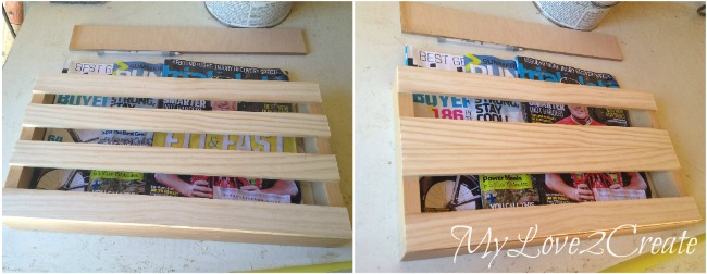 testing out different designs for DIY Magazine Rack