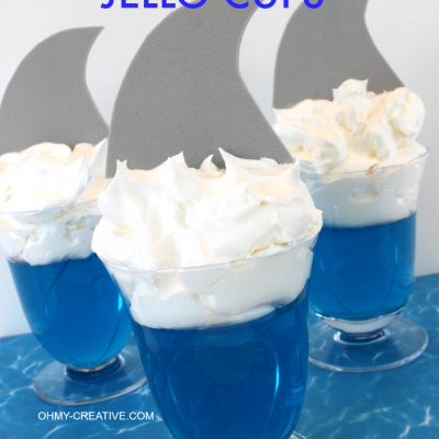 Shark Fin Jello Cups perfect for a shark party or celebrating Shark Week | OHMY-CREATIVE.COM