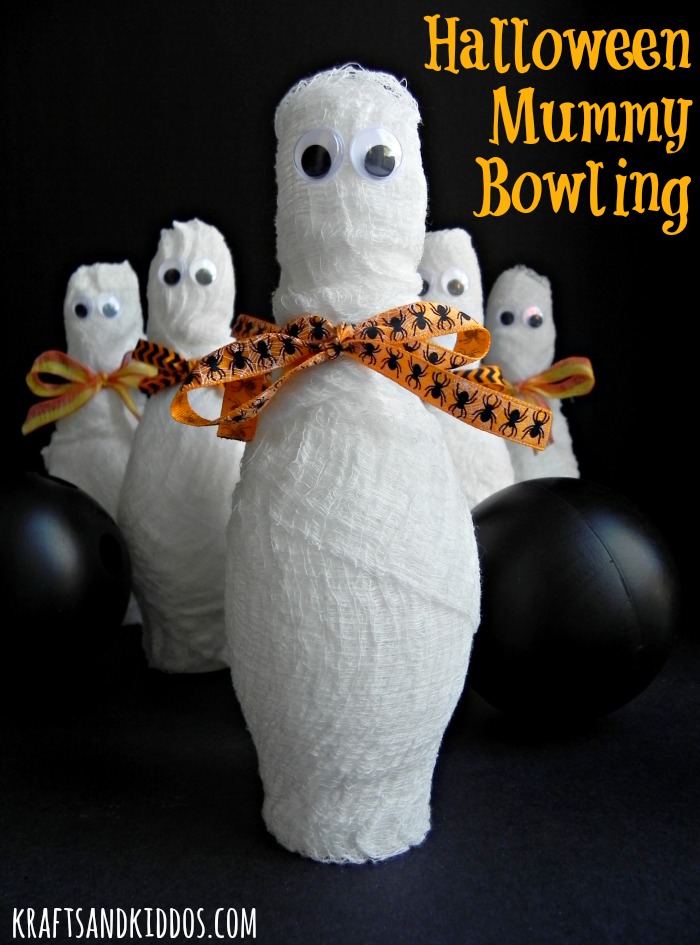Halloween Mummy Bowling - a cute kids Halloween party game or fun in the classroom too!