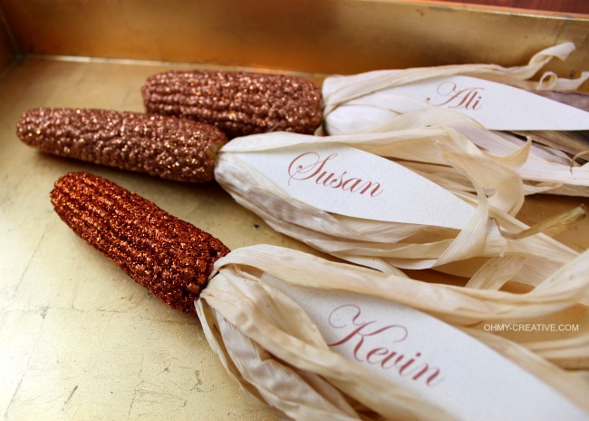 Indian Corn Thanksgiving Placecards | OHMY-CREATIVE.COM