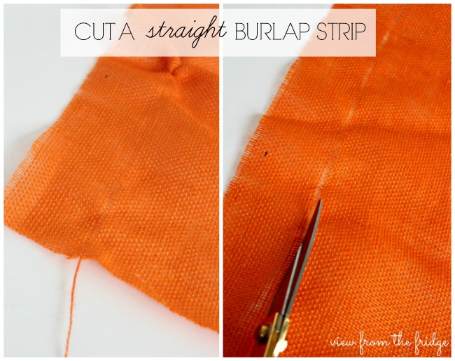 Easy fall DIY decor idea - How to cut straight burlap strips