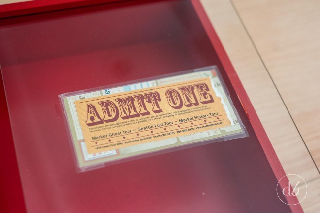 Admit One Ticket Sign - ticket stub memory box