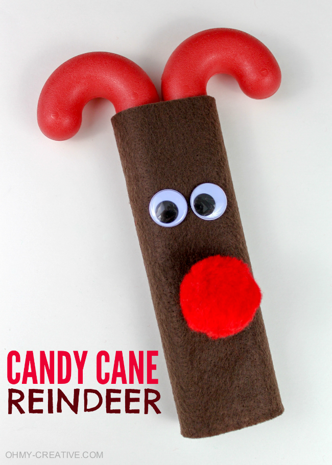 Easy Candy Cane Reindeer Kids Treat Or Craft | OHMY-CREATIVE.COM