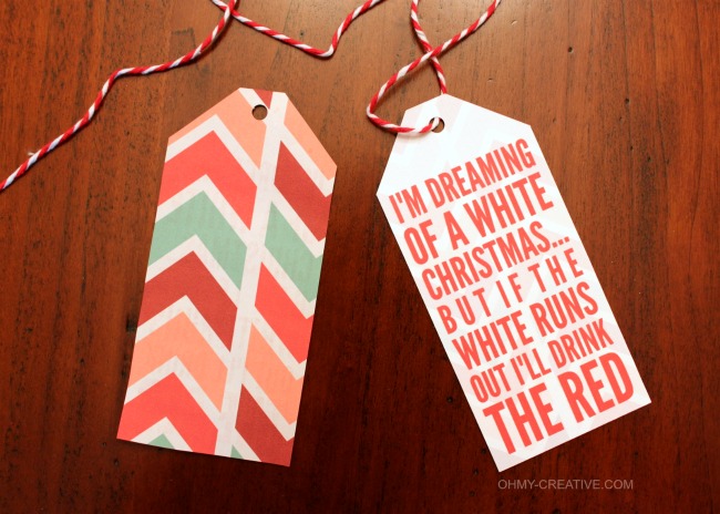 This Two Sided Free Printable Wine Bottle Gift Tag sure to bring a smile to the hostess! | OHMY-CREATIVE.COM