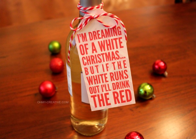 Free Christmas Wine Bottle Gift Tag Printable