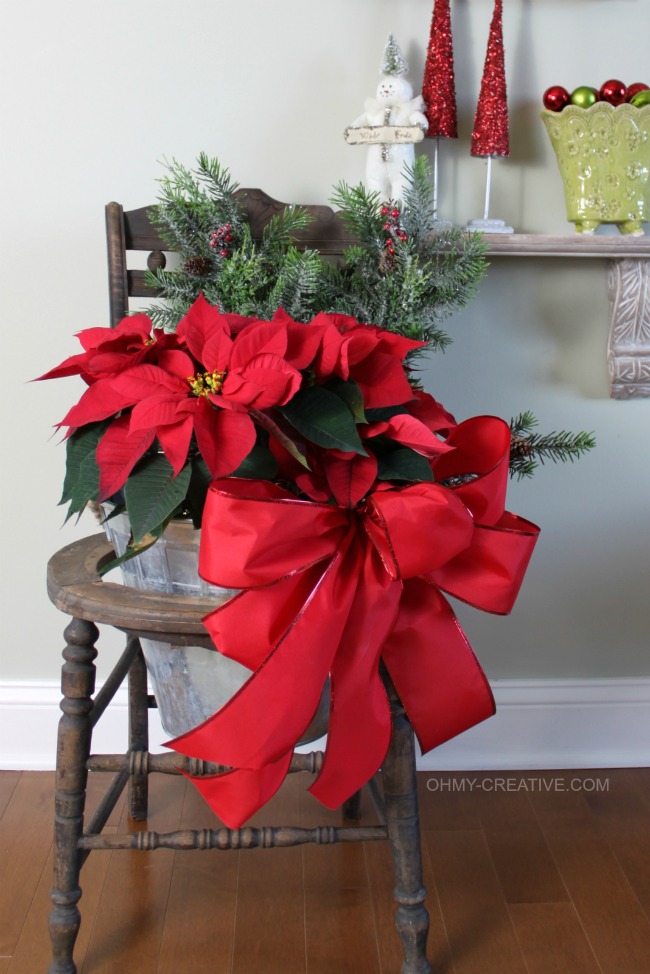 Repurpose an old chair using it as pretty Vintage Chair Christmas Decor  |  OHMY-CREATIVE.COM