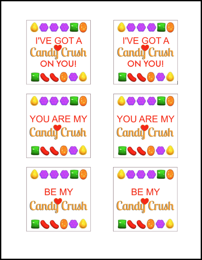 Candy Crush Free Printable Valentine's Day Gift Idea Tag | OHMY-CREATIVE.COM