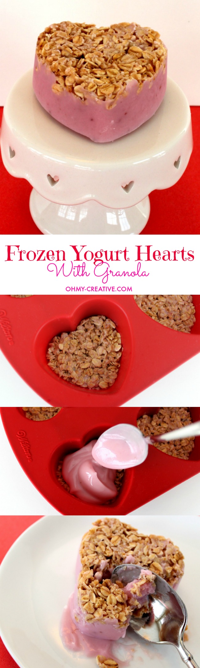 Make these Frozen Yogurt Hearts With Granola to warm the hearts of the ones you love | OHMY-CREATIVE.COM 