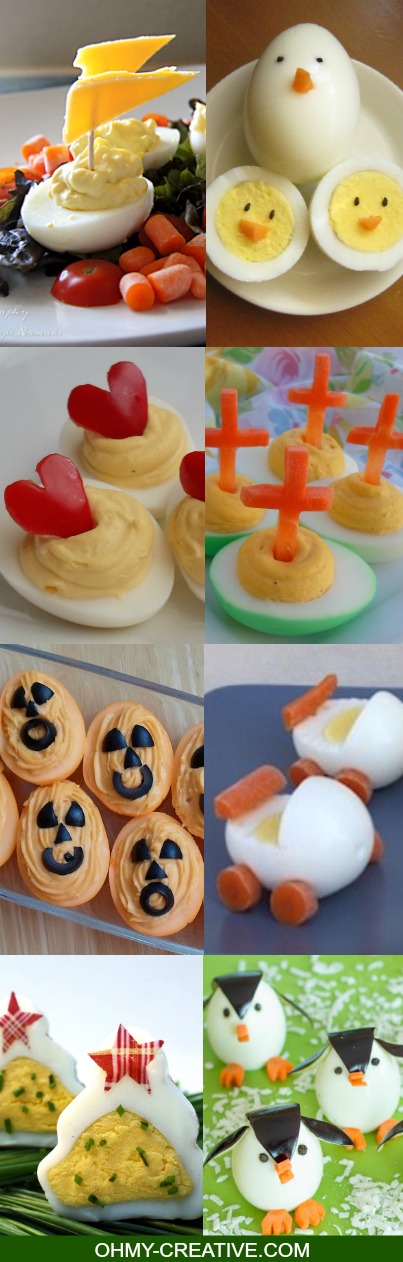 30 Creative Deviled Egg & Hard Boiled Egg Holiday Ideas for parties and celebrations including baby showers - fun for kids too! | OHMY-CREATIVE.COM