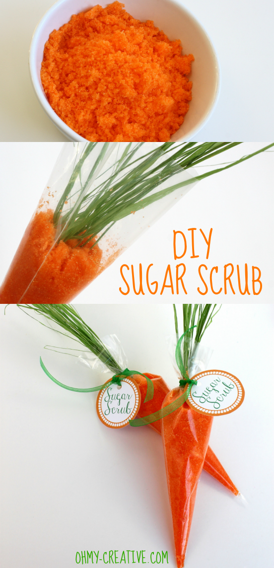 This DIY Carrot Sugar Scrub is easy to make and makes a pretty favor for Spring celebrations, bridal or baby showers | OHMY-CREATIVE.COM 