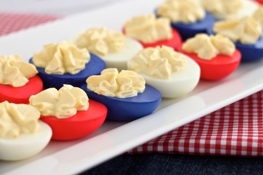 How to make Red White and Blue Deviled Eggs