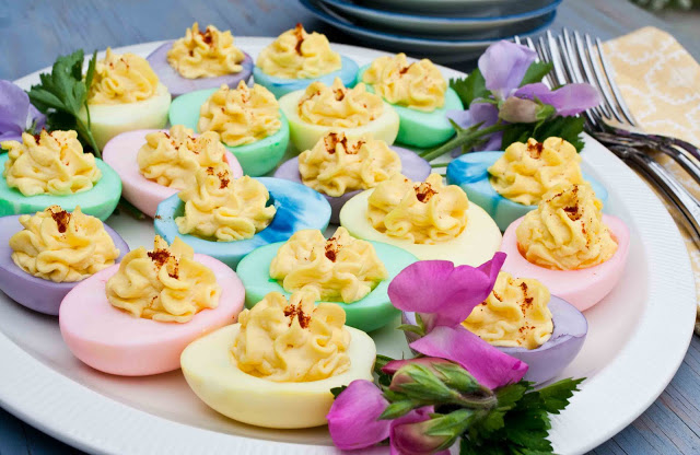 Pastel Dyed Easter Deviled Eggs