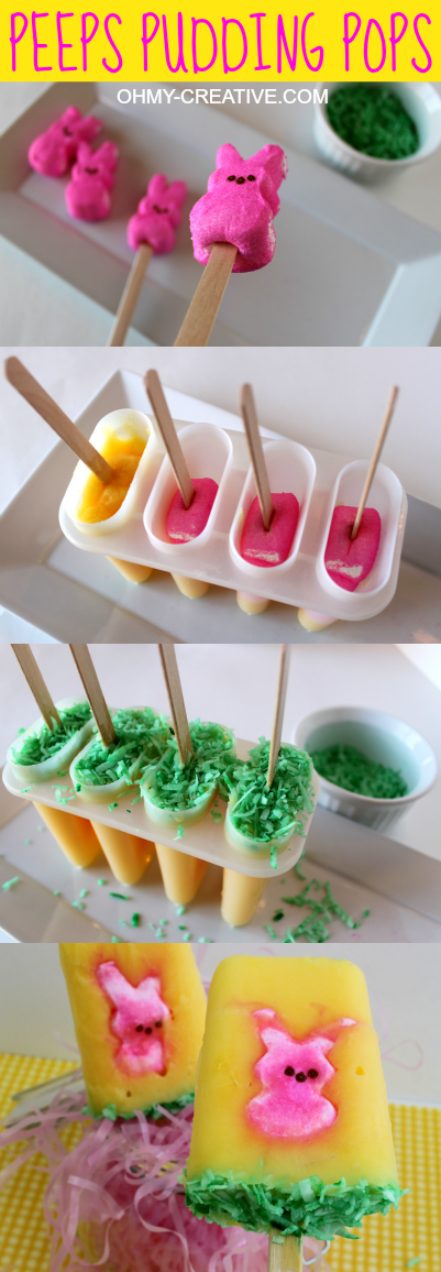 Easter Peeps Pudding Pops - Easter fun for the kids | OHMY-CREATIVE.COM