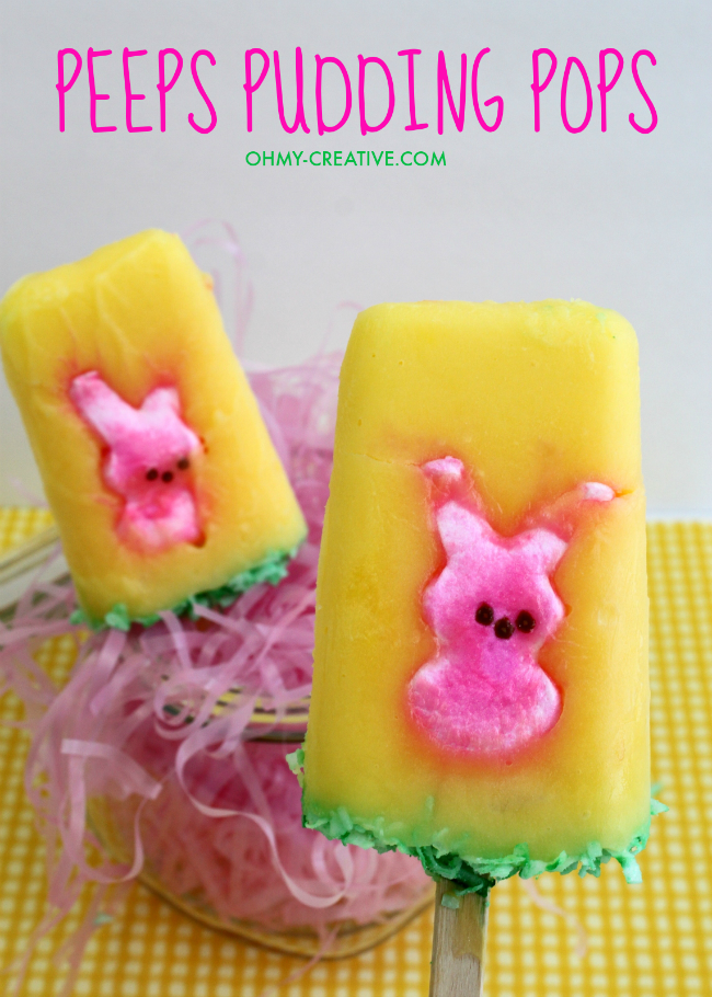Easter Peeps Pudding Pops | OHMY-CREATIVE.COM