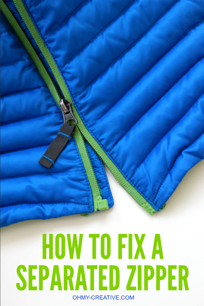 This is an easy Way to Fix a Separated Zipper! It can be hard to realign a zipper, but with this simple trick it can be repaired with little effort! | OHMY-CREATIVE.COM