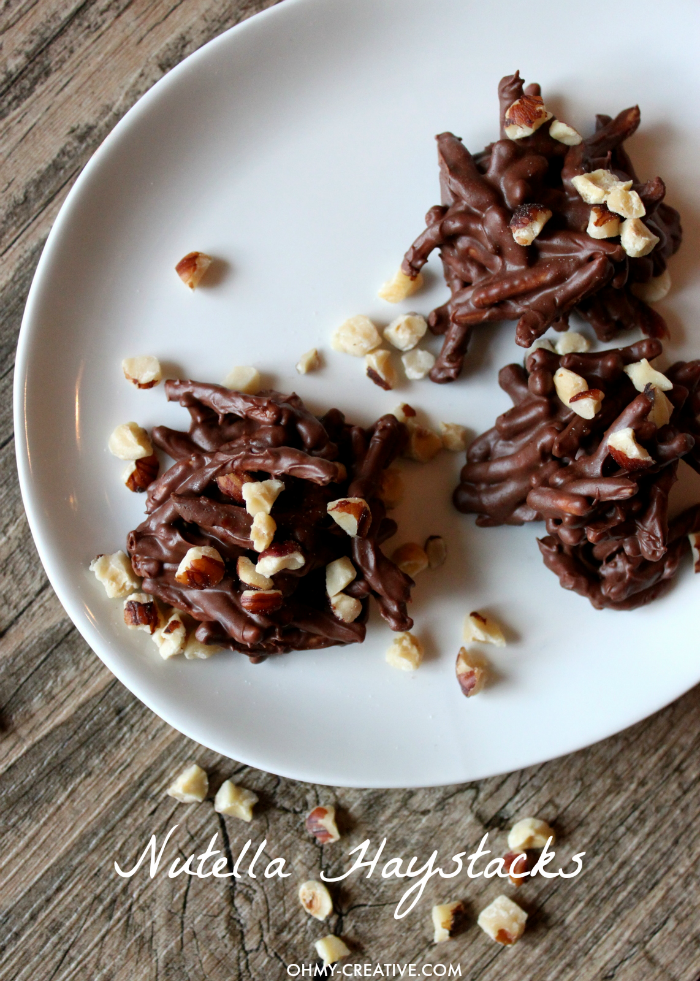 If you are a fan of Nutella these no bake Nutella Haystacks are so yummy and very simple to make. They never last long in our house! | OHMY-CREATIVE.COM