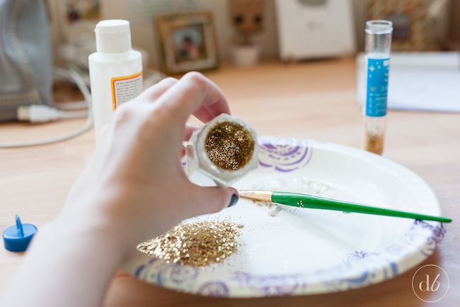 glitter makeup brush jar