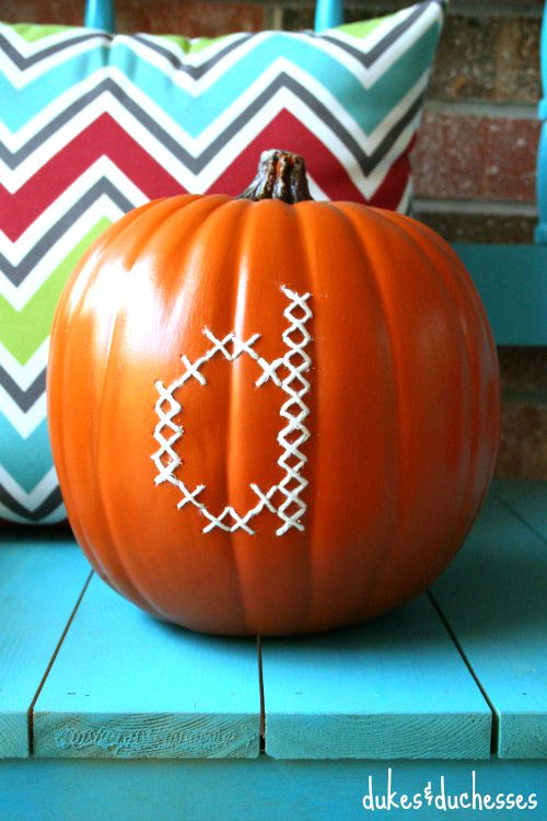 How to cross stitched a monogram on a pumpkin