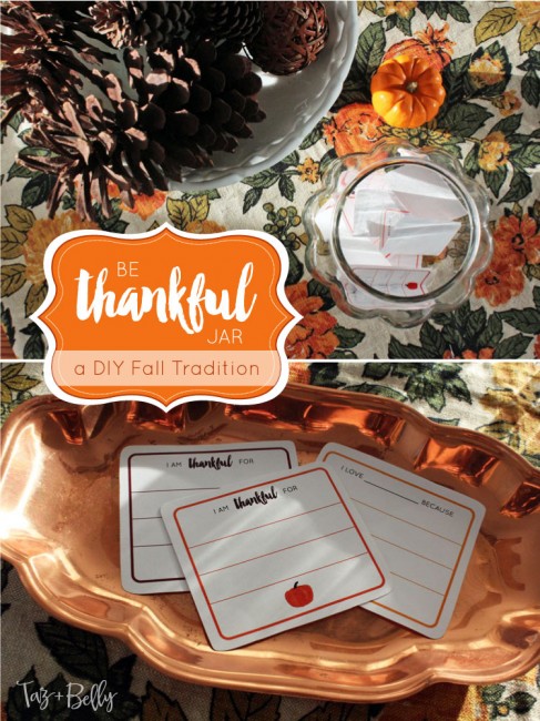Looking for the perfect fall activity to share with your kids or start a new Thanksgiving Tradition? Practice being thankful for one another with this quick DIY ‘Be Thankful’ Jar! Includes Free Printable Thankful Cards! | OHMY-CREATIVE.COM