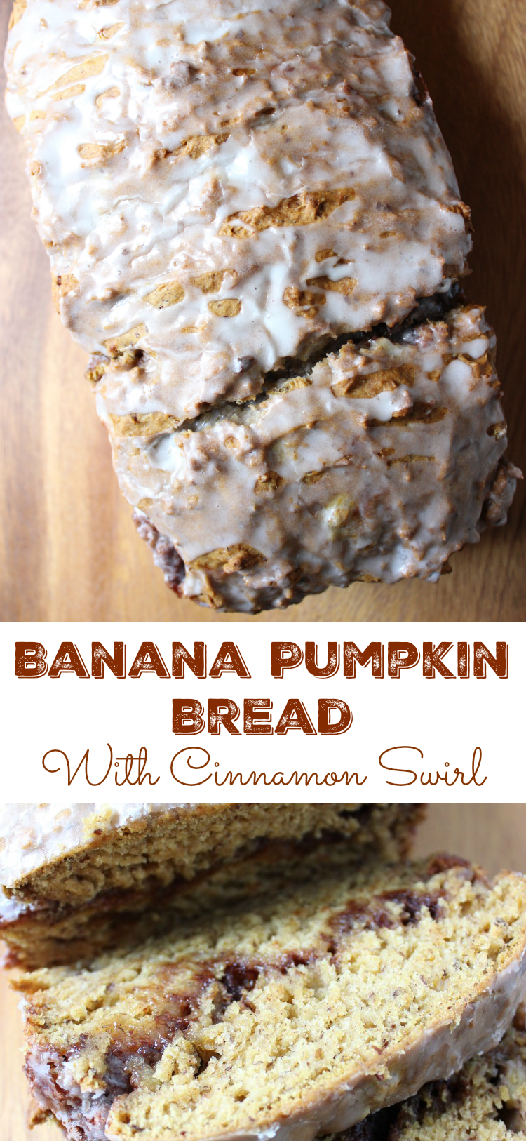 This banana bread is ready for fall with pumpkin swirled with a cinnamon mixture that you're going to love. 